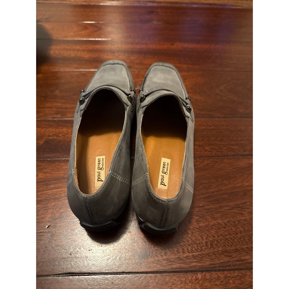 Paul Green Nubuck Bit Loafers – Gray Leather Slip-On Shoes size 7.5 - Picture 4 of 5